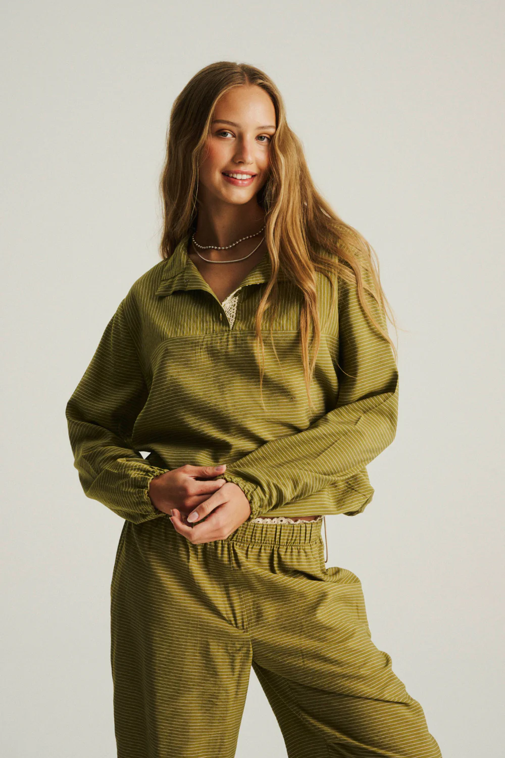 Bluza Aventura Lace Olive Stripes - Image 2