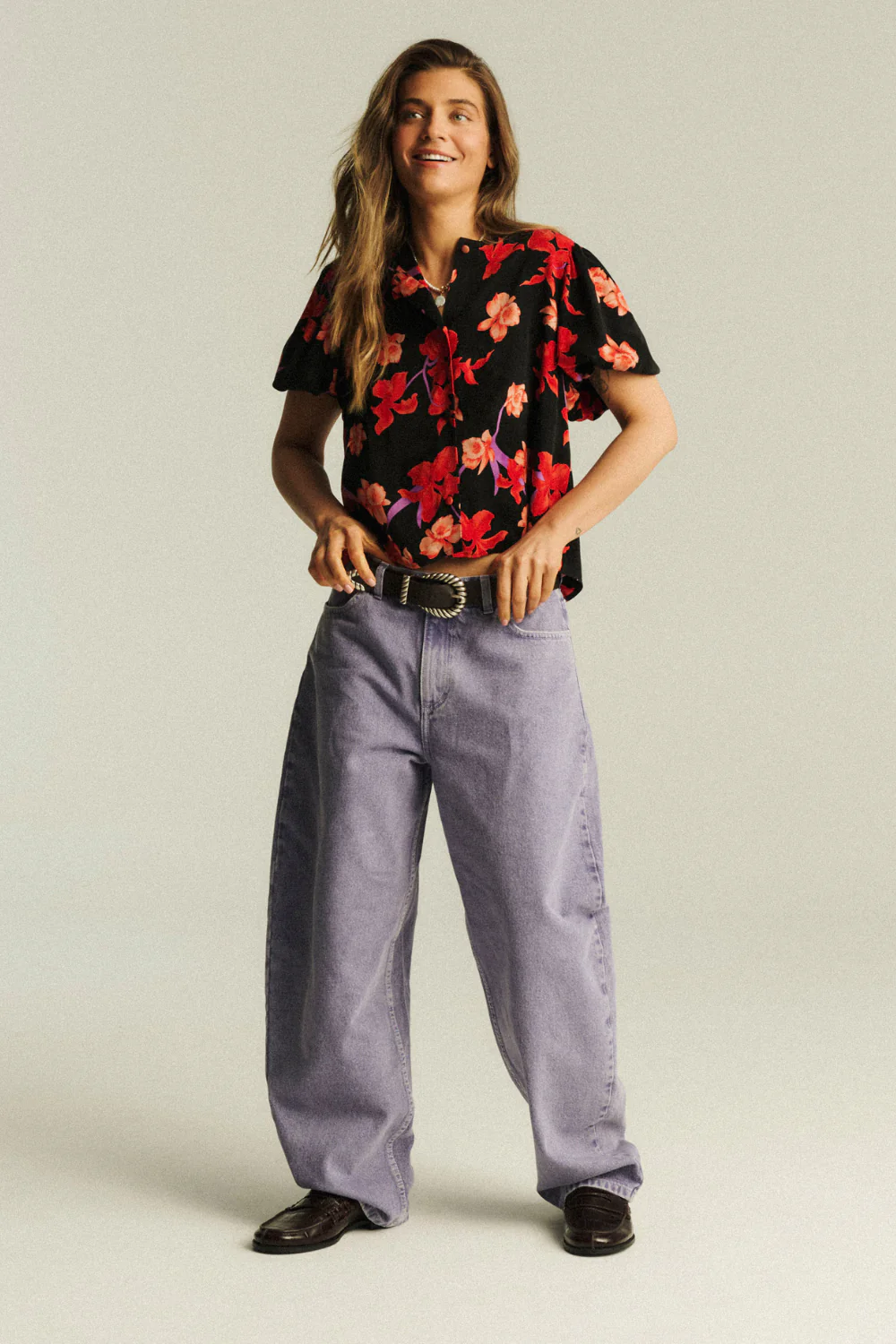 Bluzka Tonya Jacquard Lilies Print - Image 6