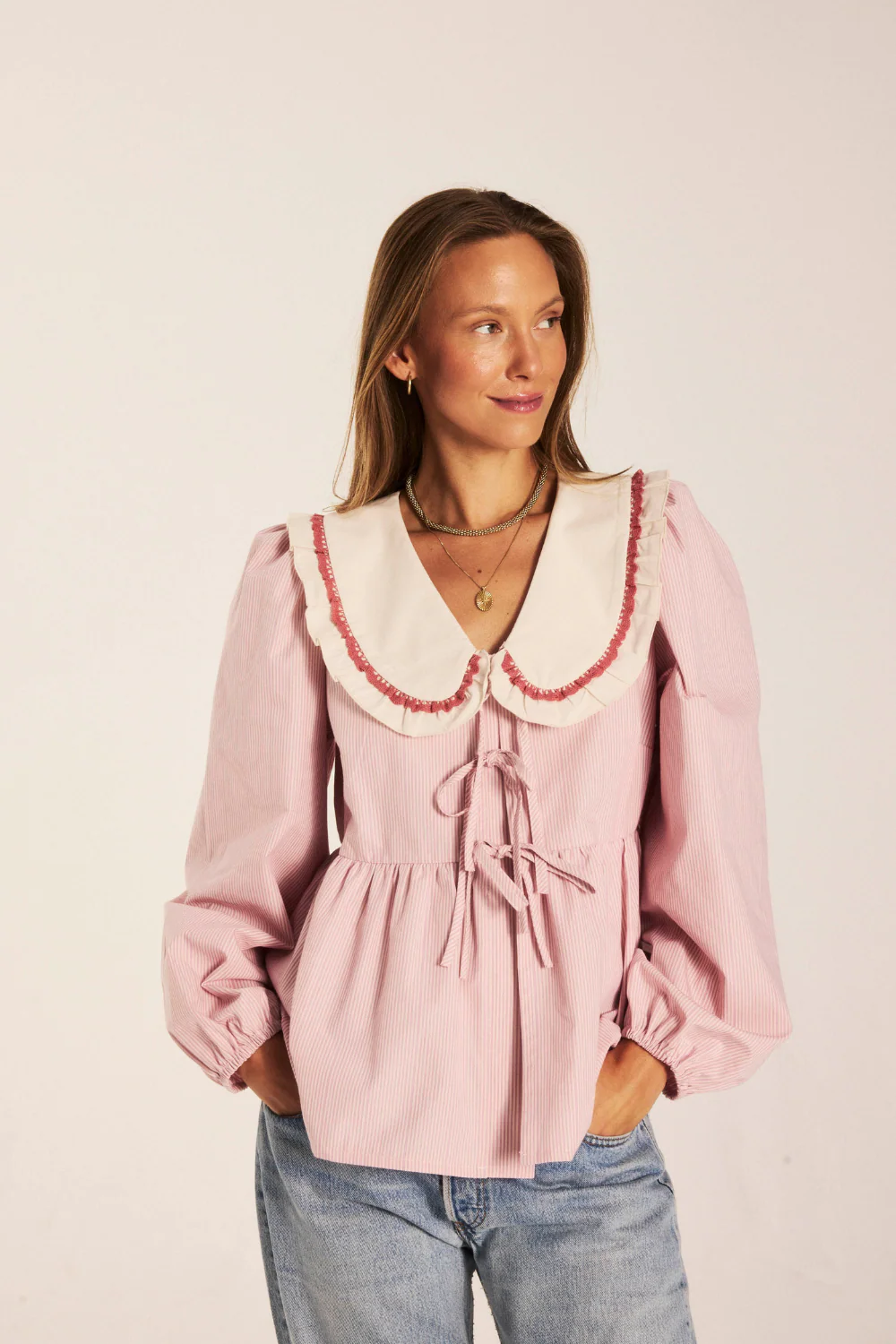 Koszula Cara Mia Pastel Pink Stripes - Image 3