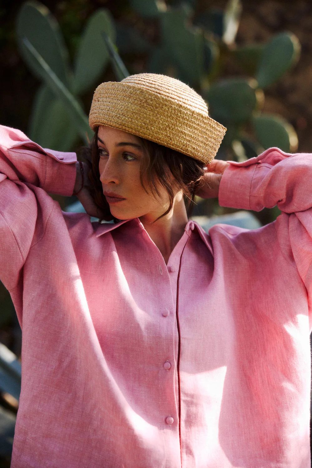 Koszula Kayla Linen Washed Hot Pink - Image 3