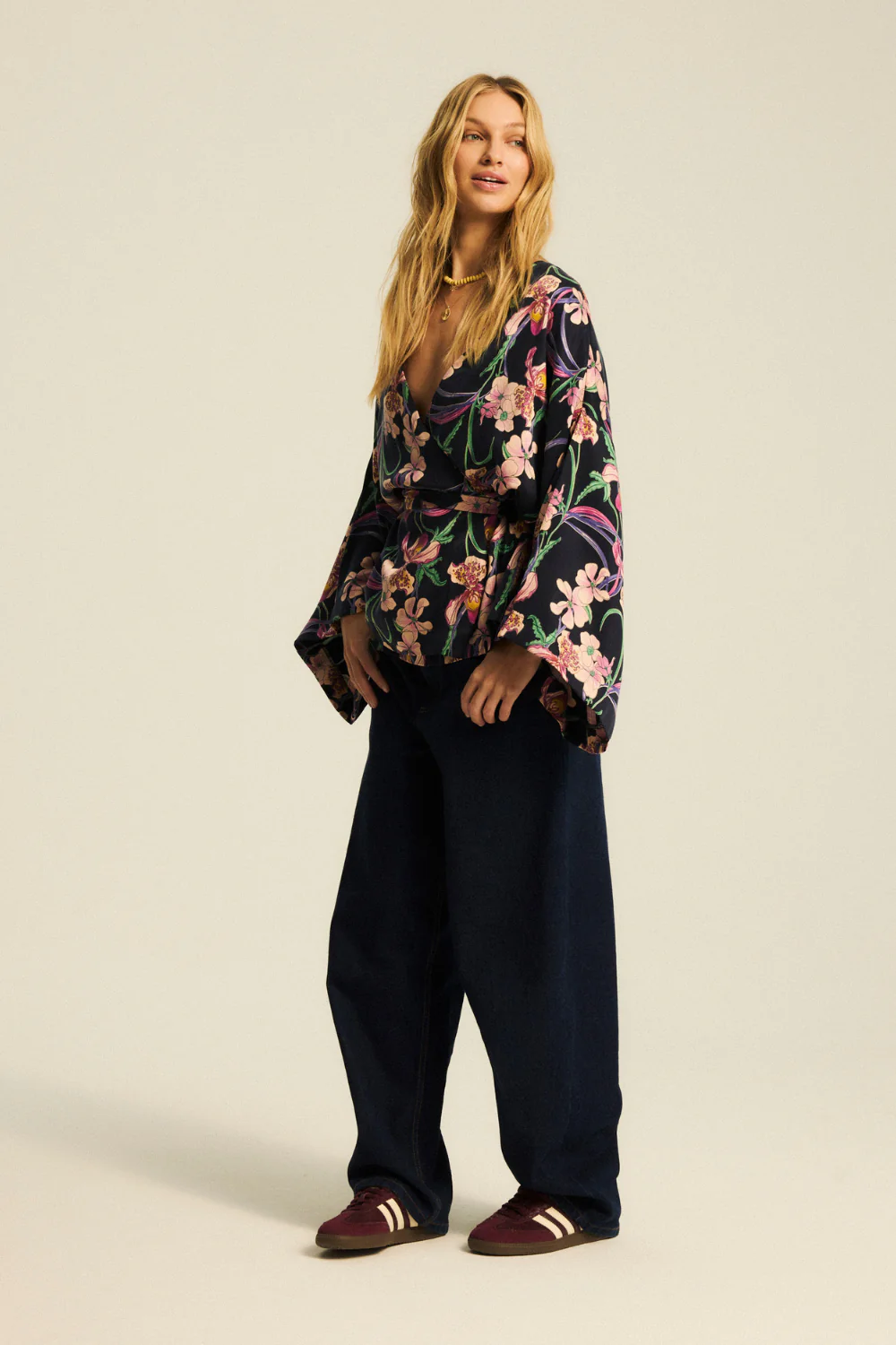 Koszula Kimonowa Bruna Dark Navy Bloom Print - Image 2