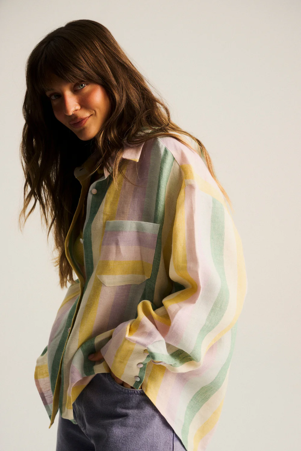 Koszula Leoni Linen Pastel Stripes - Image 3