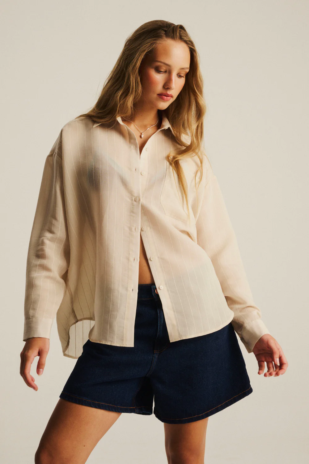 Koszula Leylah Sheer Beige - Image 4