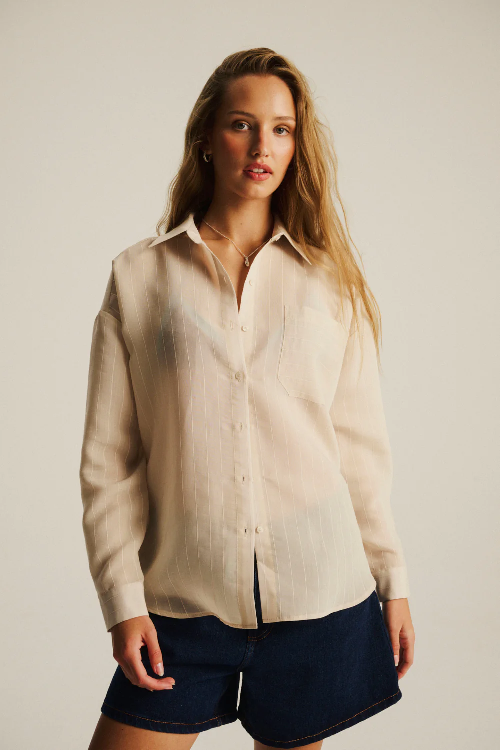 Koszula Leylah Sheer Beige - Image 5