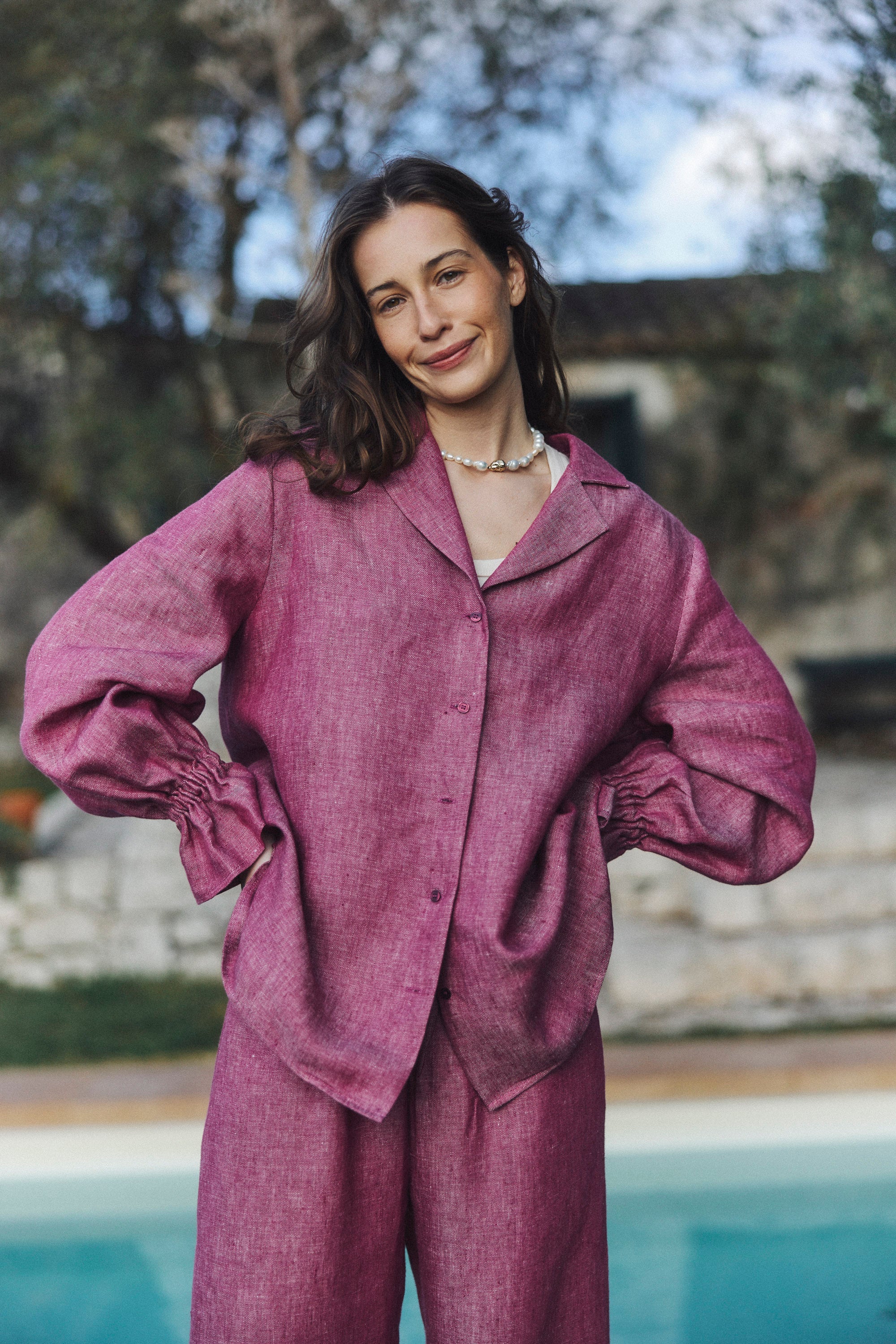 Koszula Valerie Linen Washed Magenta - Image 13