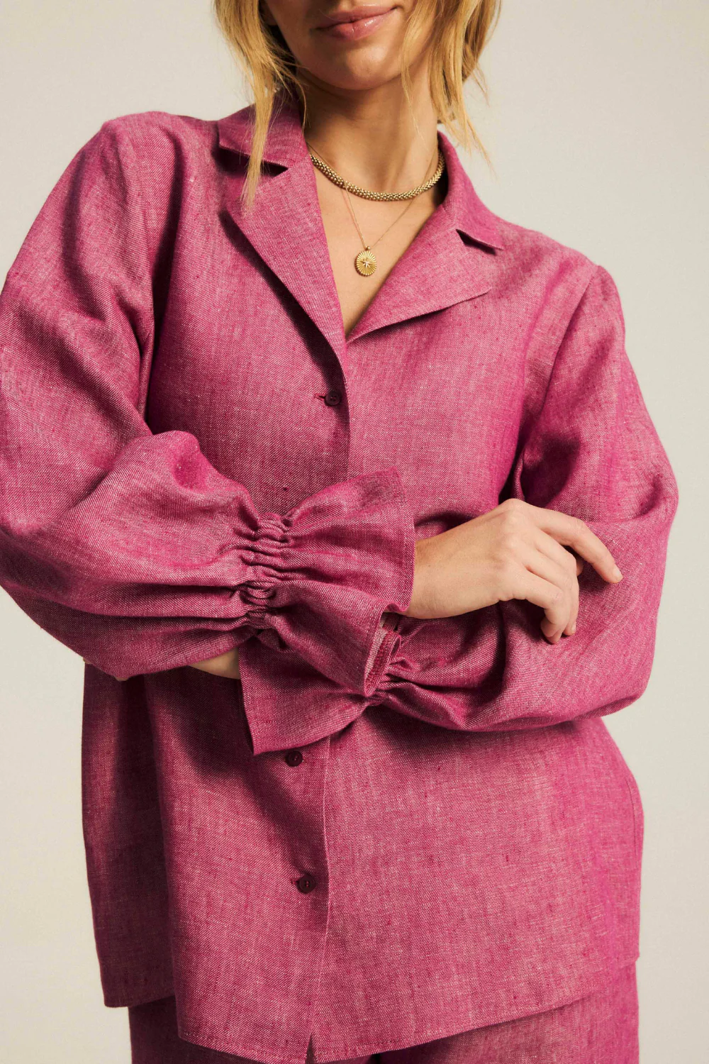 Koszula Valerie Linen Washed Magenta - Image 6