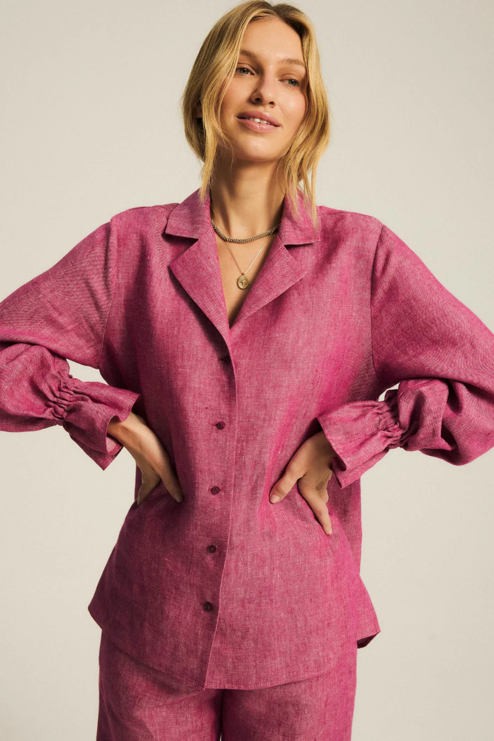 Koszula Valerie Linen Washed Magenta - Image 7