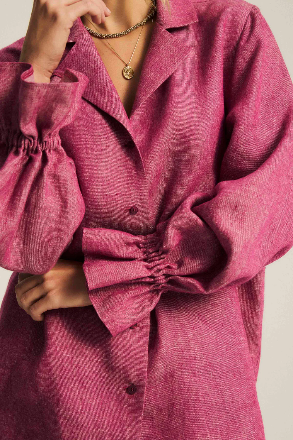 Koszula Valerie Linen Washed Magenta - Image 8