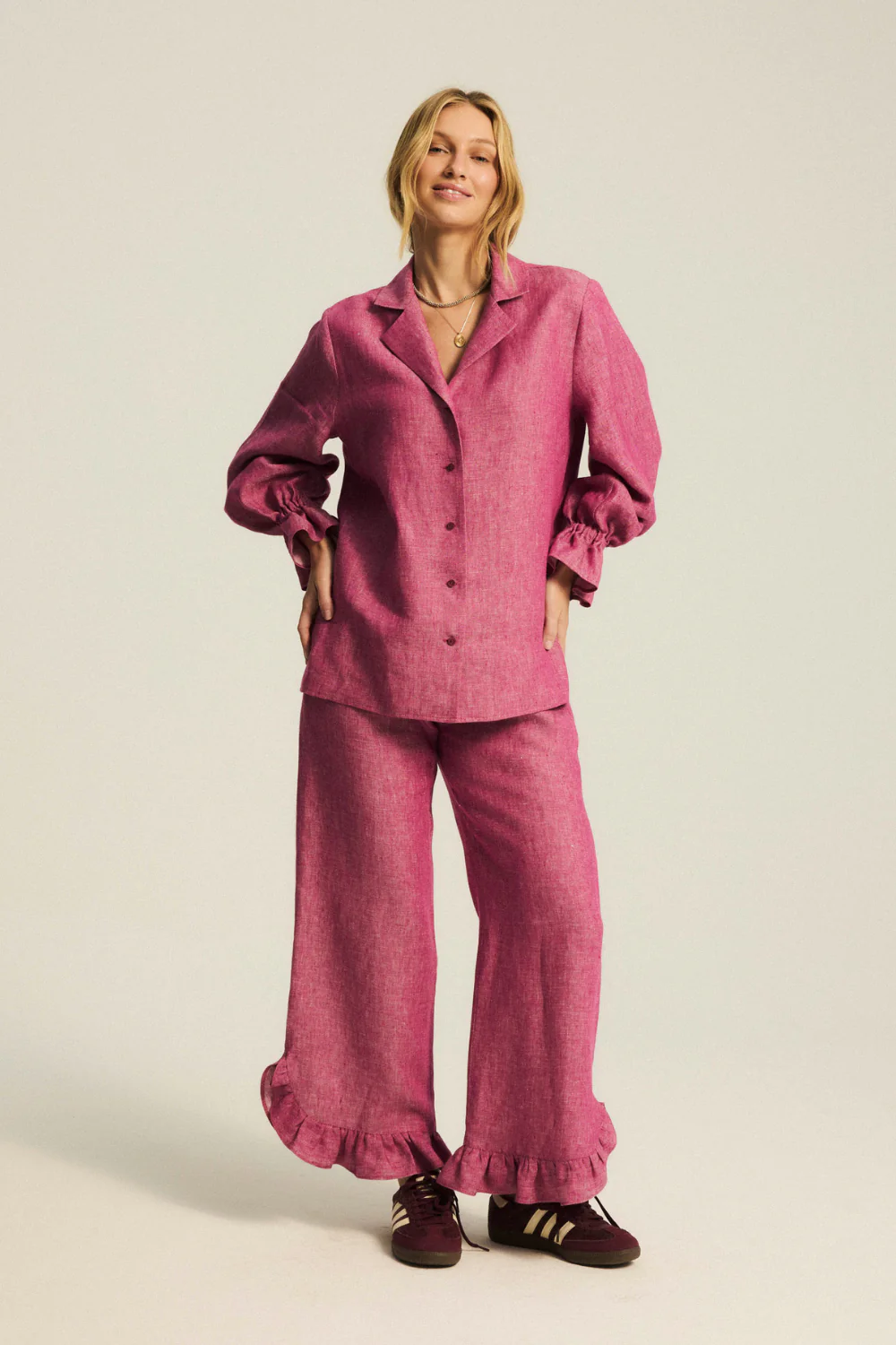 Koszula Valerie Linen Washed Magenta - Image 9