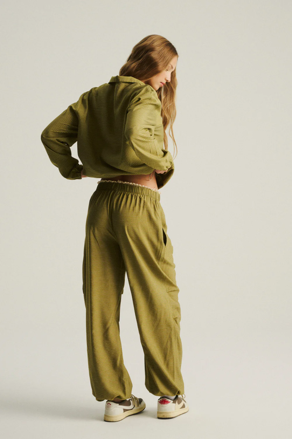 Spodnie Alma Lace Olive Stripes - Image 6