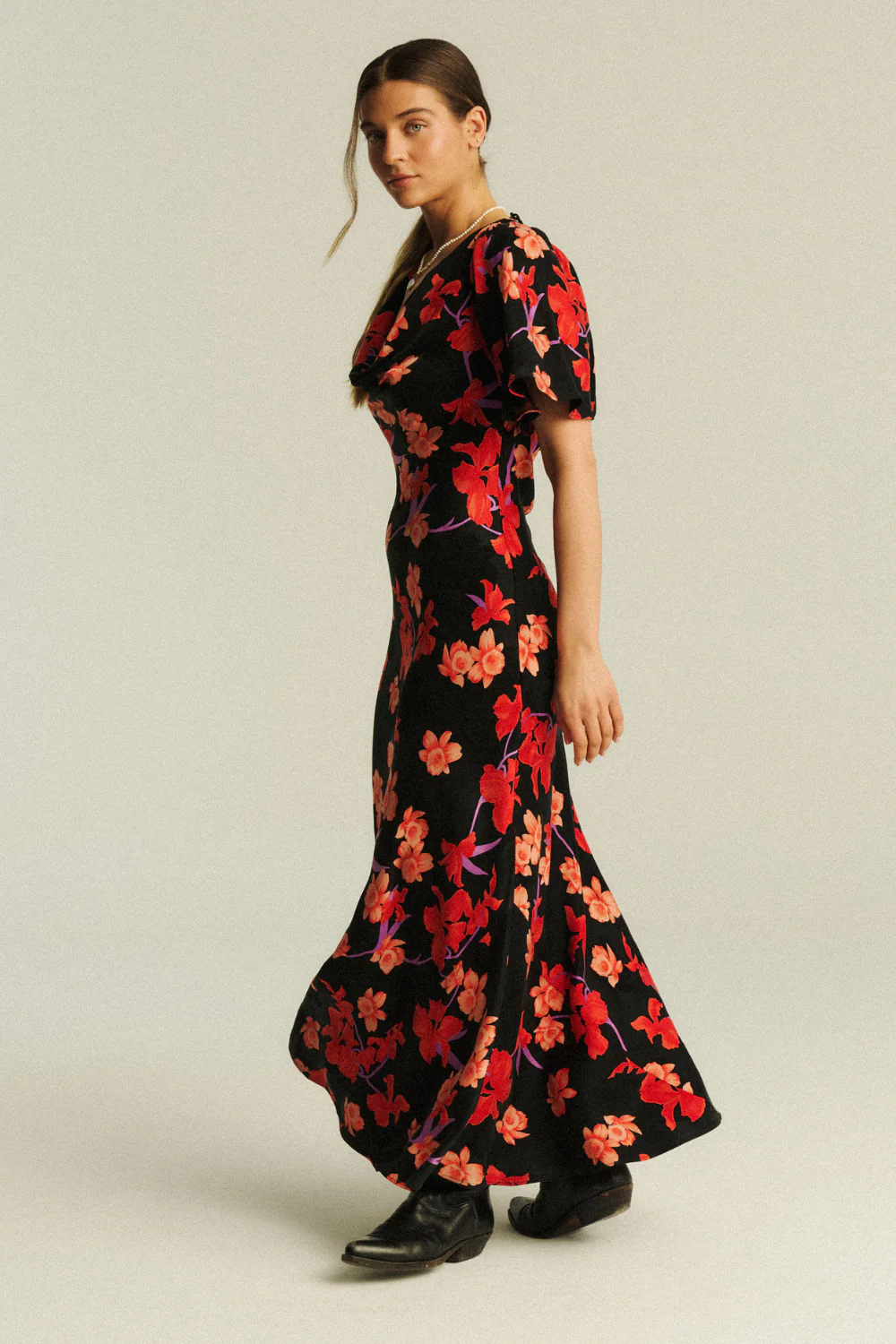 Sukienka Delphina Jacquard Lilies Print