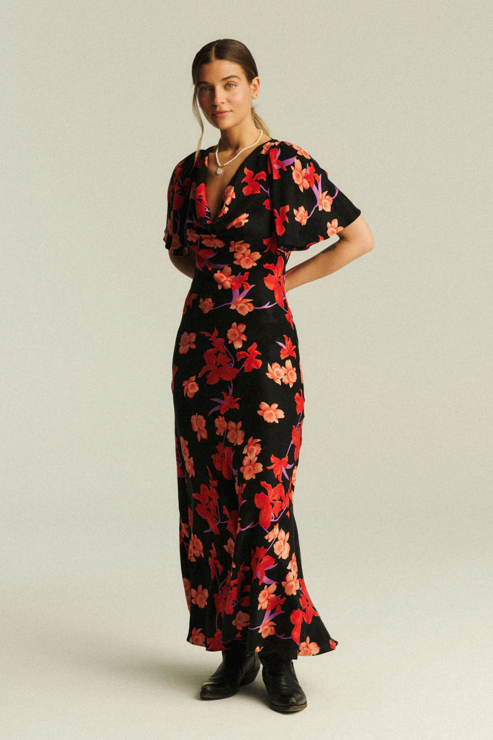 Sukienka Delphina Jacquard Lilies Print - Image 2