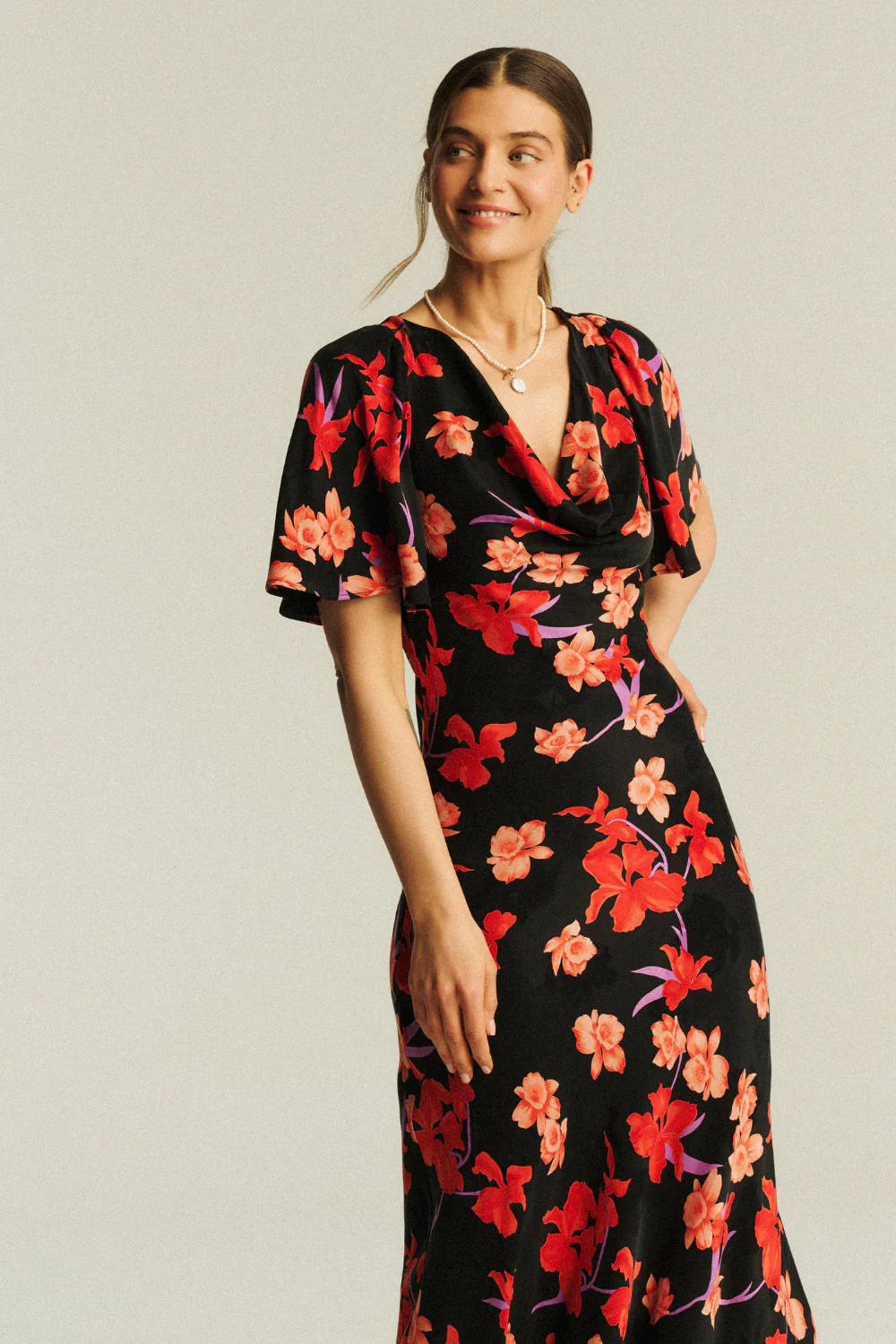 Sukienka Delphina Jacquard Lilies Print - Image 4