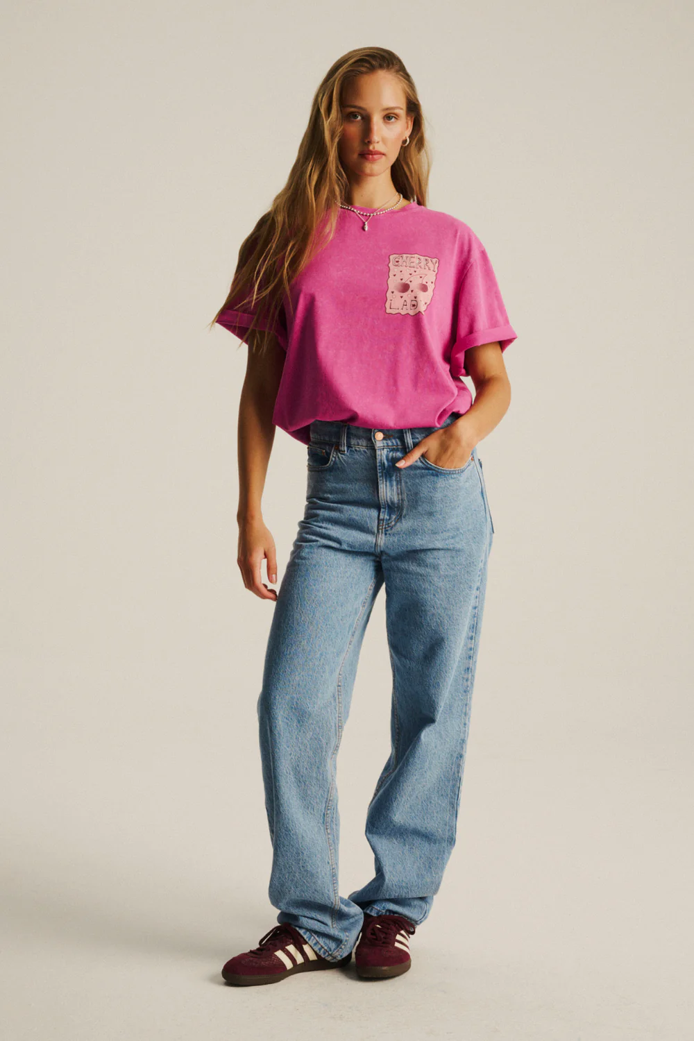 T-shirt Mellow Light Vintage Magenta Cherry Lady - Image 9