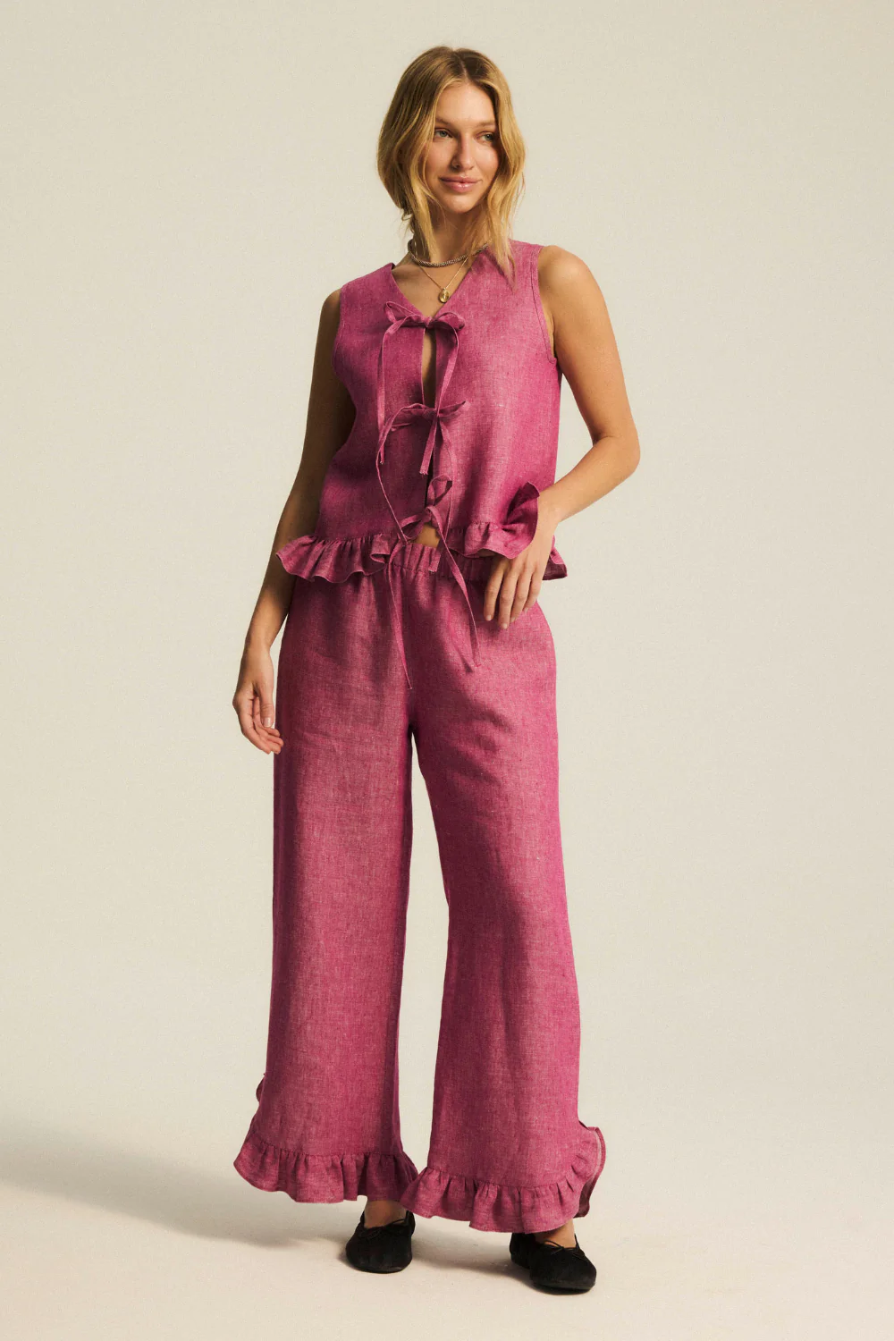 Top Ariadne Linen Washed Magenta - Image 18