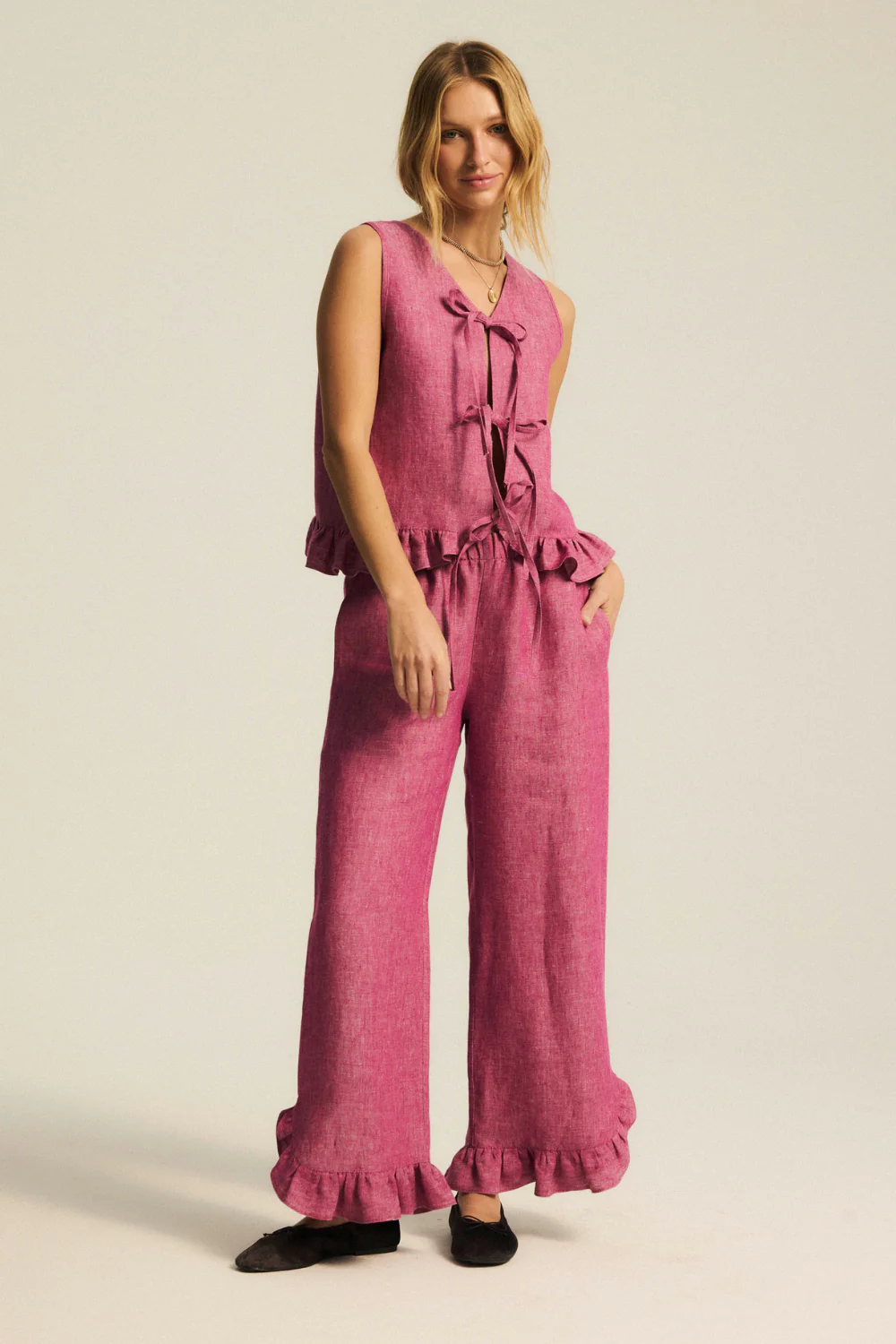 Top Ariadne Linen Washed Magenta - Image 19
